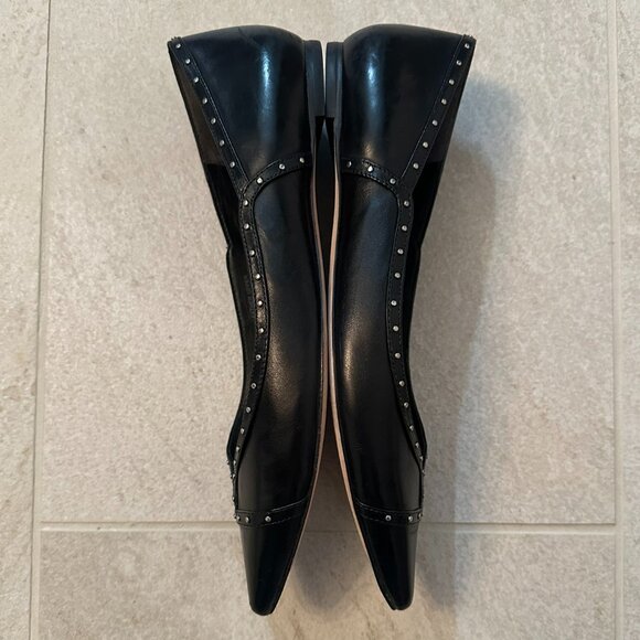 VIA SPIGA BLACK SILVER STUDDED POINT TOE BALLET FLATS SIZE 8 CITY CONTEMPORARY - Picture 4 of 8
